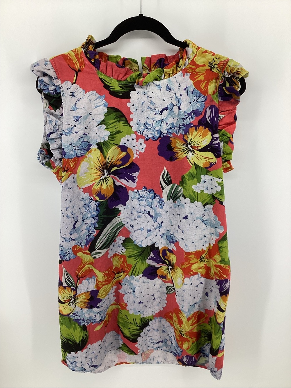Boho Chic Coral Floral Ruffle Midi Dress